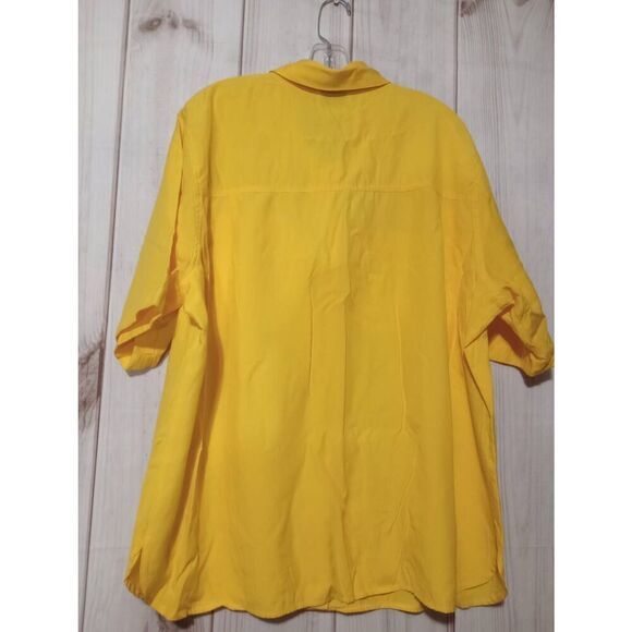 Grove Avenue Shirt Ladies 22 Yellow Semi Sheer Button Front - Picture 2 of 6